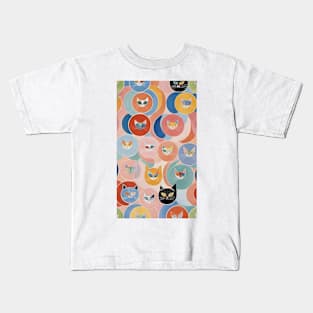 Hilma af Klint's Abstract Catopia: Whimsical Feline Reverie Kids T-Shirt